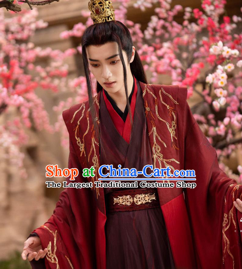Ancient Chinese Swordsman Red Clothing Xian Xia Drama Chong Zi Demon King Wan Jie Wedding Costumes