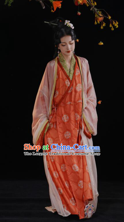 Chinese Ancient Palace Beauty Costumes Court Woman Red Hanfu Dress Han Dynasty Empress Garments Clothing