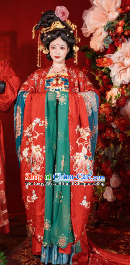 Chinese Traditional Wedding Costumes Tang Dynasty Empress Garments Ancient Bride Dress Clothing