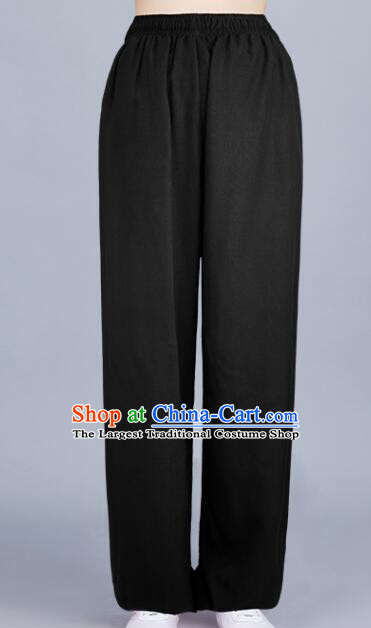 Chinese Tai Chi Pants Black Silk and Cotton Kung Fu Pants Martial Arts Costume For Women For Men