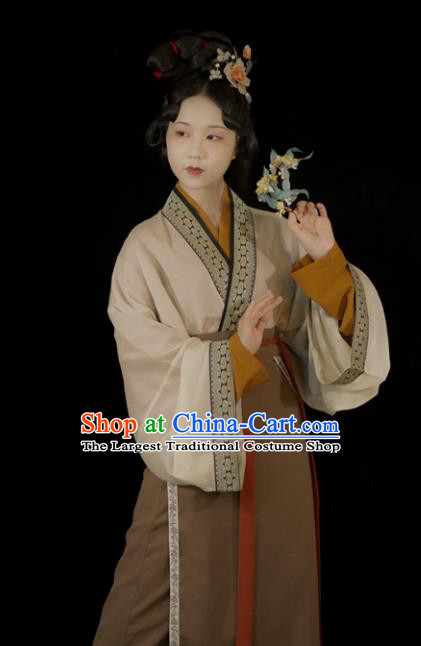 Chinese Traditional Hanfu Dress Costumes Song Dynasty Noble Lady Clothing Ancient Young Beauty Garments