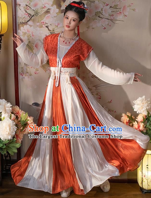 Chinese Tang Dynasty Court Woman Hanfu Dress Traditional Garment Costumes Ancient Young Beauty Clothing