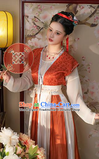 Chinese Tang Dynasty Court Woman Hanfu Dress Traditional Garment Costumes Ancient Young Beauty Clothing