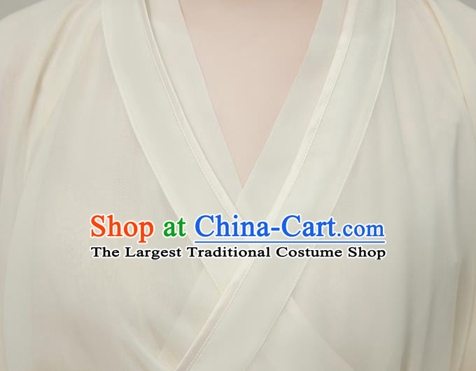 Chinese Traditional White Hanfu Dress Ancient Swordswoman Clothing Jin Dynasty Heroine Costumes