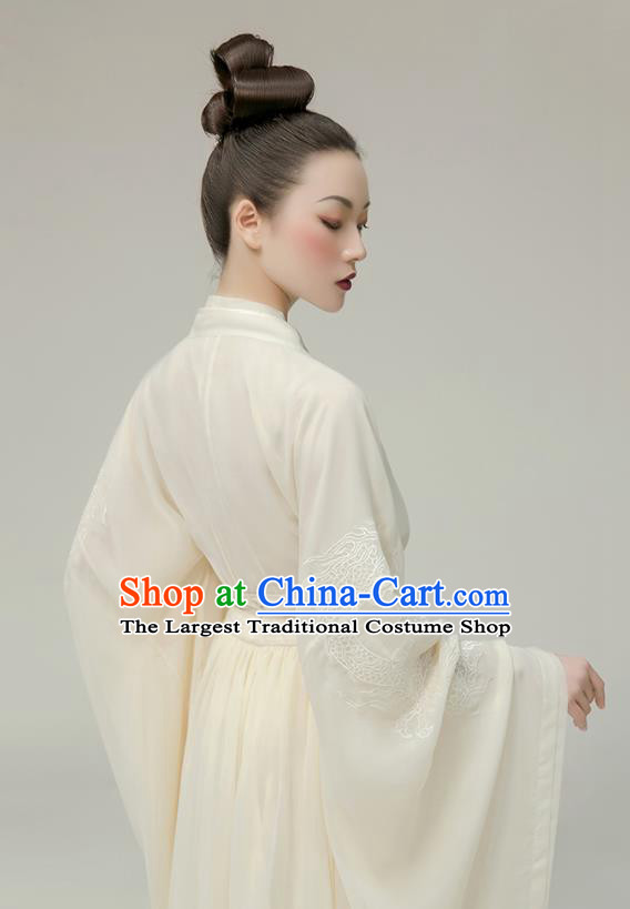 Chinese Traditional White Hanfu Dress Ancient Swordswoman Clothing Jin Dynasty Heroine Costumes