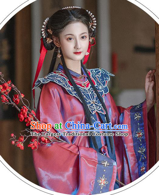 Chinese Ming Dynasty Noble Lady Garment Costumes Ancient Patrician Woman Long Gown and Skirt Complete Set