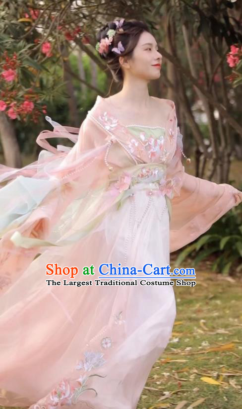 Chinese Traditional Hanfu Costumes Southern and Northern Dynasties Court Concubine Clothing Ancient Fairy Pink Dresses