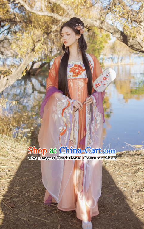 Chinese Ancient Princess Ruqun Dresses Traditional Noble Lady Hanfu Costumes Tang Dynasty Young Woman Embroidered Clothing