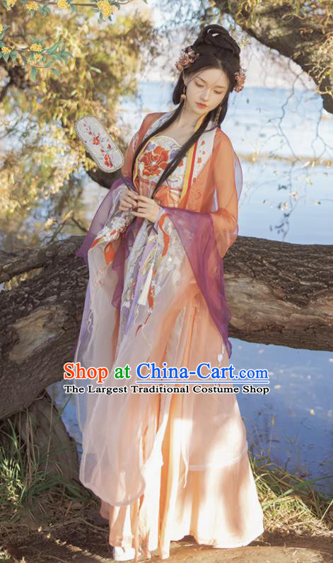 Chinese Ancient Princess Ruqun Dresses Traditional Noble Lady Hanfu Costumes Tang Dynasty Young Woman Embroidered Clothing