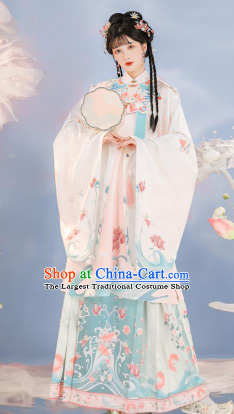 Chinese Traditional Hanfu Long Blouse and Skirt Ming Dynasty Young Lady Clothing Ancient Princess Dresses