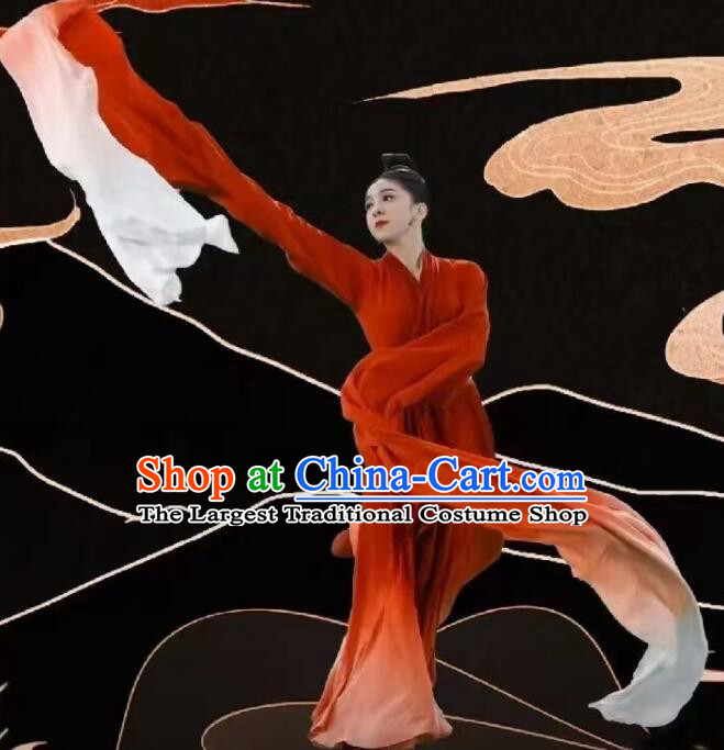 Chinese Classical Dance Clothing  Spring Festival Gala Red Dress Water Sleeve Dance Costume