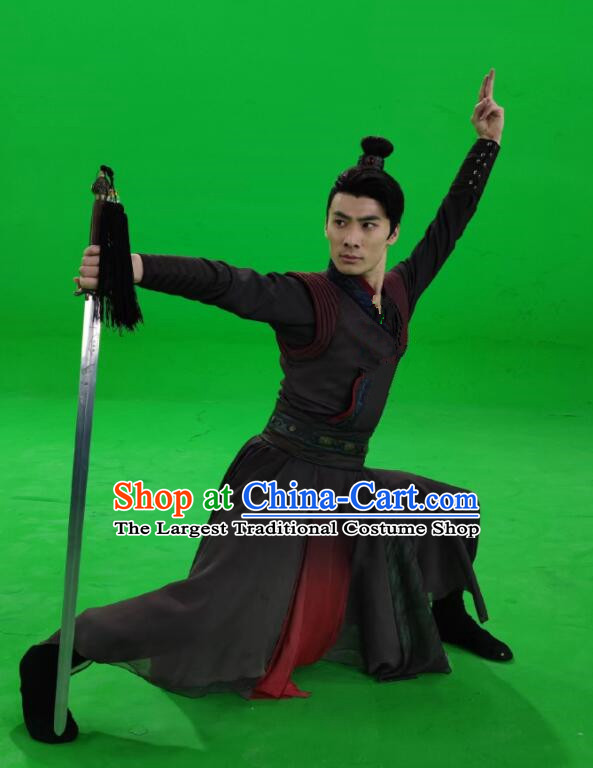 Chinese Ancient Swordsman Black Garments Classical Dance Clothing  Spring Festival Gala Man Dance Costumes