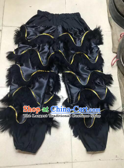 Chinese Professional Lion Dancer Pants Handmade Black Fur Lion Trousers