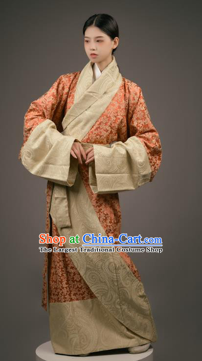 Chinese Hanfu Qu Ju Curving Front Robe Han Dynasty Royal Princess Historical Costume Ancient Empress Dress