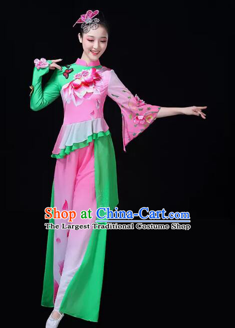 Chinese Women Group Dance Fashion Folk Dance Outfit Fan Dance Costumes Yangko Dance Clothing