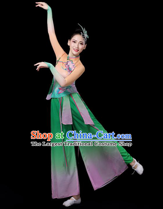 Chinese Yangko Dance Clothing Women Group Dance Fashion Folk Dance Outfit Lotus Dance Costumes