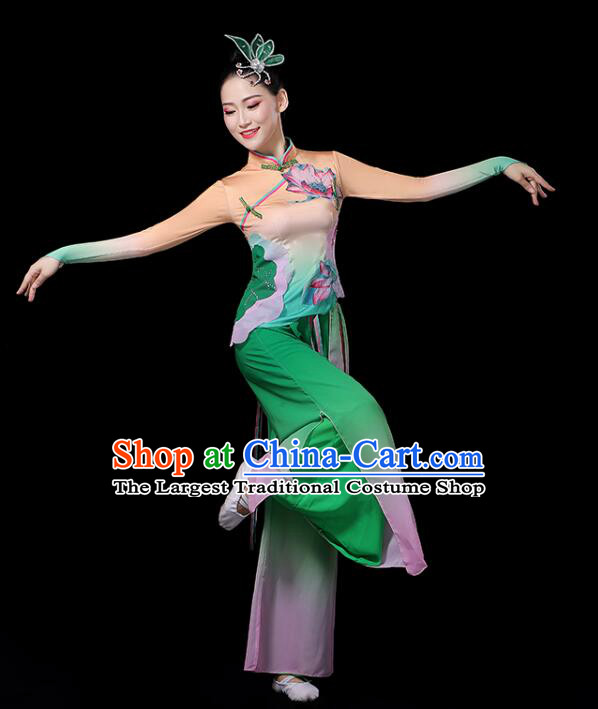 Chinese Yangko Dance Clothing Women Group Dance Fashion Folk Dance Outfit Lotus Dance Costumes