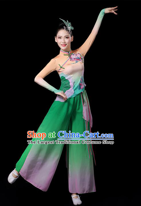 Chinese Yangko Dance Clothing Women Group Dance Fashion Folk Dance Outfit Lotus Dance Costumes