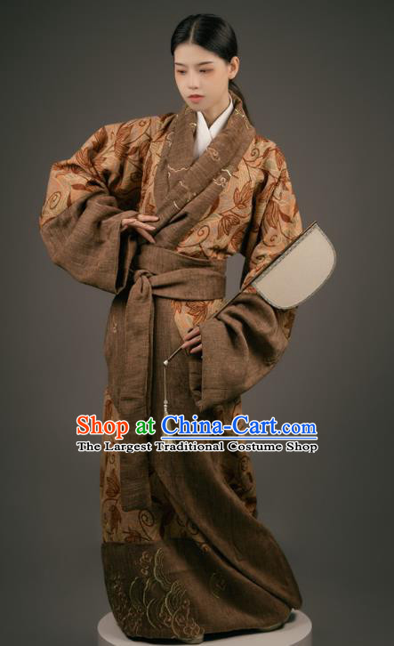 Chinese Classical Dance Costume Han Dynasty Palace Beauty Clothing Ancient Han Fu Straight Front Robe