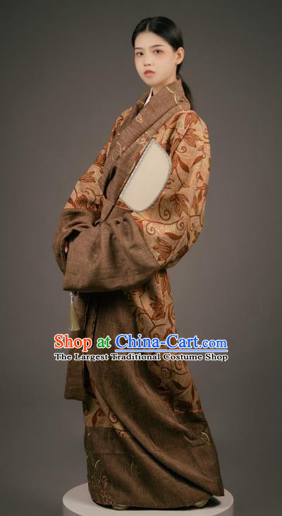 Chinese Classical Dance Costume Han Dynasty Palace Beauty Clothing Ancient Han Fu Straight Front Robe