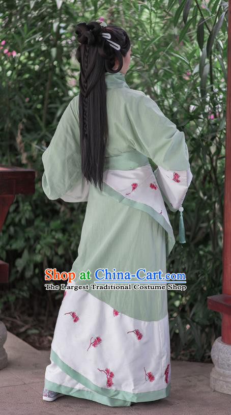 Chinese Ancient Han Fu Light Green Curving Front Robe Classical Dance Costume Han Dynasty Palace Beauty Clothing