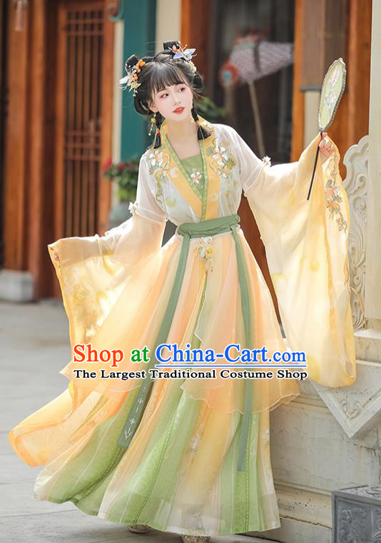 Chinese Southern and Northern Dynasties Young Lady Clothing Ancient Fairy Costume Traditional Dress