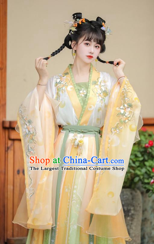 Chinese Southern and Northern Dynasties Young Lady Clothing Ancient Fairy Costume Traditional Dress