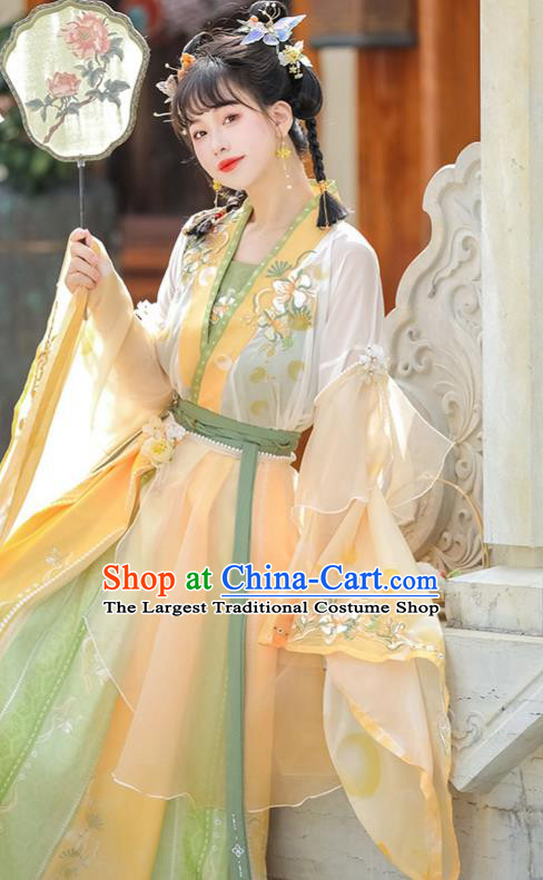 Chinese Southern and Northern Dynasties Young Lady Clothing Ancient Fairy Costume Traditional Dress