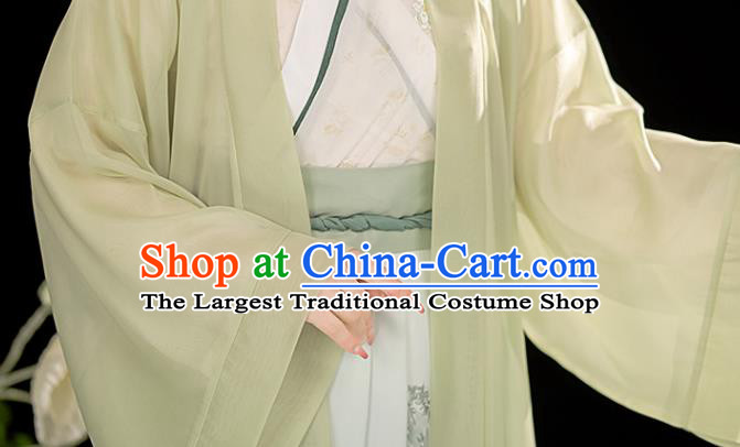 Chinese Traditional Green Dress Song Dynasty Young Lady Clothing Ancient Civilian Woman Costume