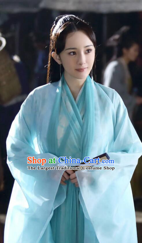 Chinese TV Series Ten Great III of Peach Blossom Goddess Bai Qian Clothes Ancient Queen Blue Dresses