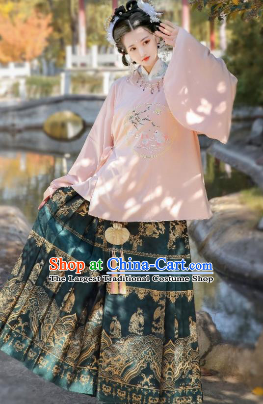 Chinese Female Hanfu Traditional Ma Mian Skirt Ming Dynasty Costumes Ancient Noble Lady Clothing Complete Set.