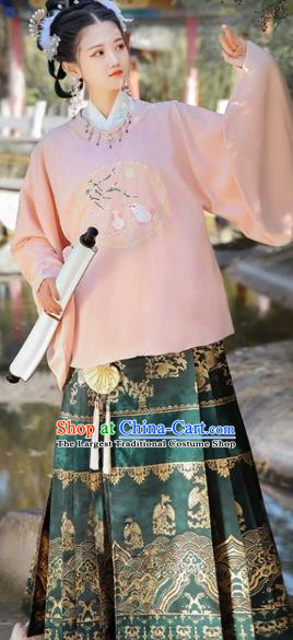 Chinese Female Hanfu Traditional Ma Mian Skirt Ming Dynasty Costumes Ancient Noble Lady Clothing Complete Set.