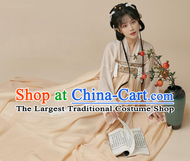 Chinese Ancient Young Lady Costumes Tang Dynasty Civilian Woman Clothing Hanfu Dresses Ru Qun Cape Complete Set