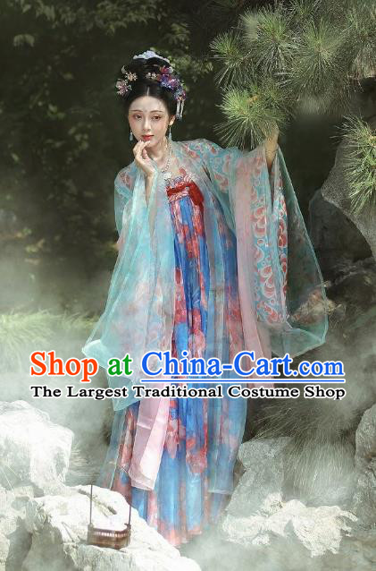 Chinese Hanfu Dresses Ru Qun and Cape Ancient Empress Costumes Tang Dynasty Imperial Consort Clothing