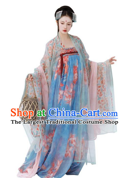 Chinese Hanfu Dresses Ru Qun and Cape Ancient Empress Costumes Tang Dynasty Imperial Consort Clothing