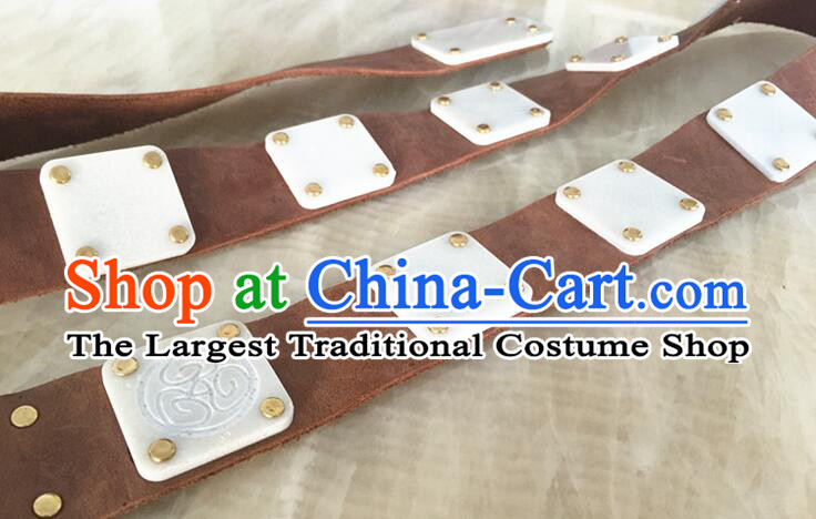 Top Handmade Leather Belt Chinese Tang Dynasty Swordsman Waist Jewelry Ancient Hanfu Accessory