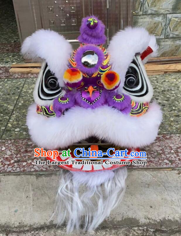 Top Handmade White Wool Fut San Lion Performance and Competition Lion Dance Costumes Complete Set