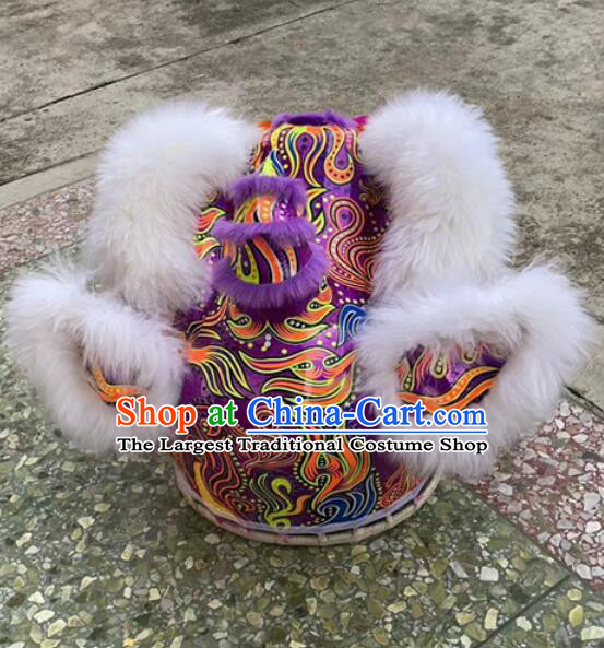 Top Handmade White Wool Hok San Lion Performance and Competition Lion Dance Costumes Complete Set