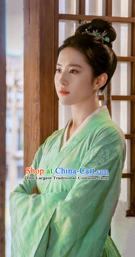 Chinese Teleplay A Dream of Splendor Geisha Zhao Pan Er Green Dresses Song Dynasty Historical Costumes Ancient Dancing Beauty Clothing