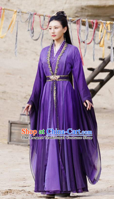 Chinese Ancient Fairy Clothing Drama Immortal Samsara Tao Zi Qi Purple Dresses Xian Xia TV Series Swordswoman Costumes