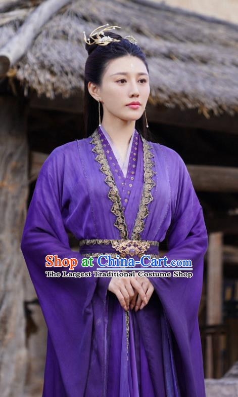 Chinese Ancient Fairy Clothing Drama Immortal Samsara Tao Zi Qi Purple Dresses Xian Xia TV Series Swordswoman Costumes
