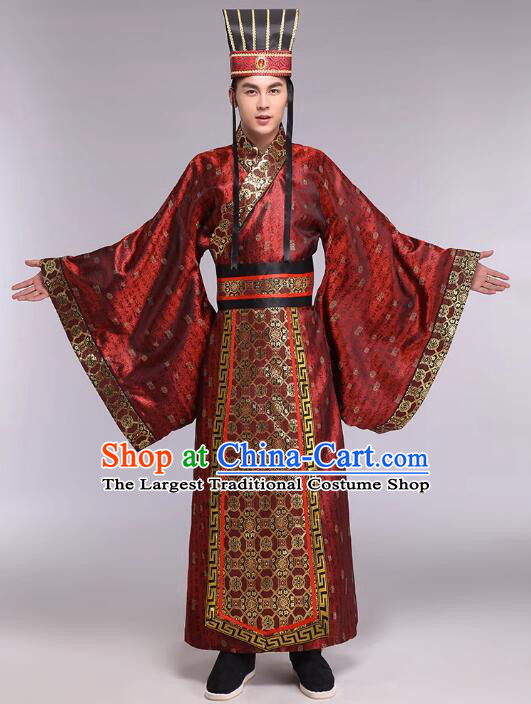 Special Customize Order of Fu CHouChinese Han Dynasty Official Clothing Ancient Minister Costumes and Hat Complete Set