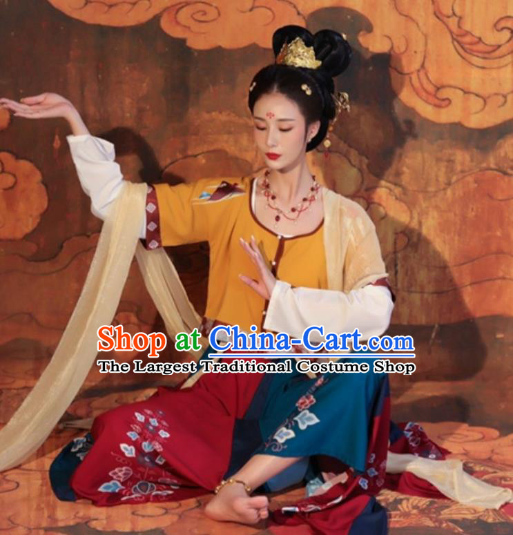 Top Handmade Hanfu Dresses Chinese Tang Dynasty Palace Lady Costumes Ancient Flying Apsaras Clothing