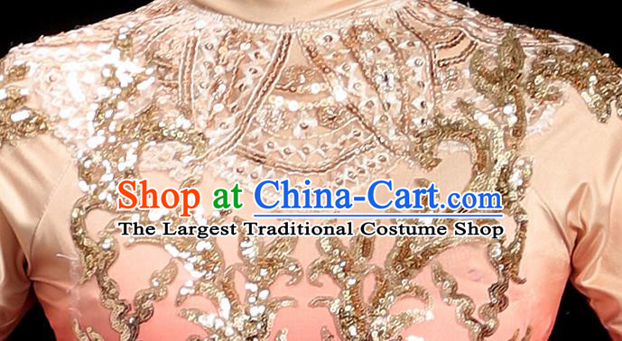 Professional Chorus Performance Costume Opening Dance Orange Dress Women Group Dance Clothing