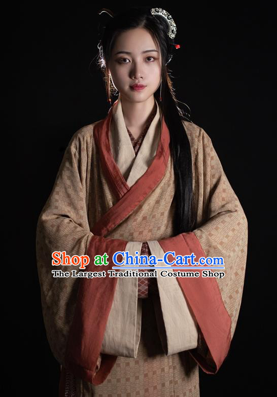 China Ancient Palace Woman Costumes Traditional Hanfu Straight Front Robes Han Dynasty Royal Empress Clothing