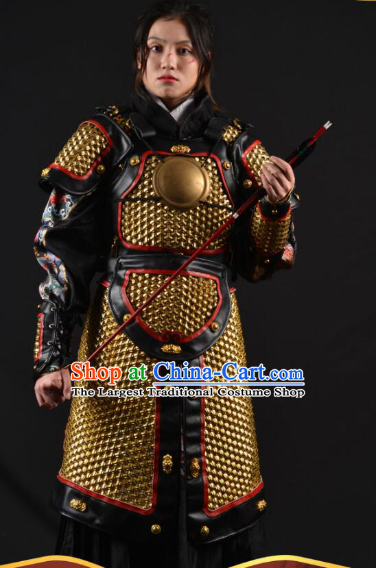 Ancient Ming Dynasty Hauberk Chain Armor Chinese General Armor Costumes Complete Set