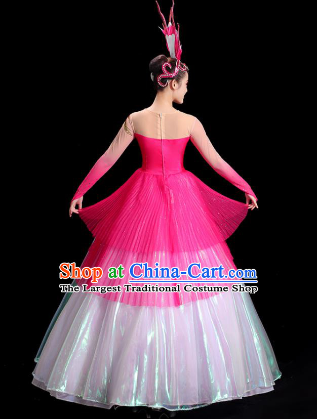 China Opening Dance Clothing Women Group Stage Show Pink Dress Modern Dance Costume Flower Dance Fashion