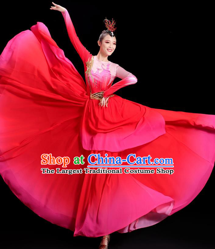 Top Umbrella Dance Fashion China In The Light Women Group Stage Show Red Dress Classical Dance Costume Opening Dance Clothing