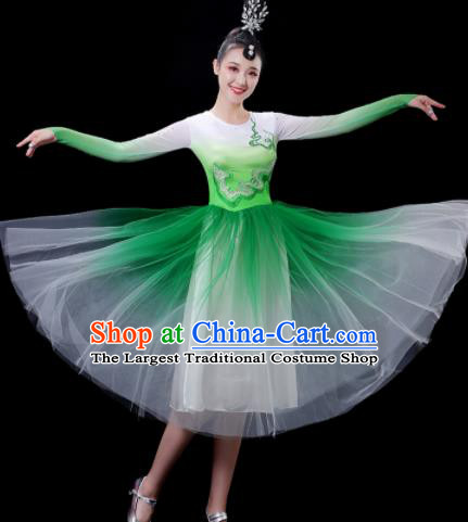 China Modern Dance Costume Chorus Clothing Opening Dance Fashion Women Group Stage Show Green Dress
