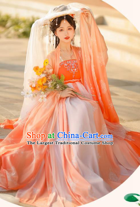 China Ancient Royal Princess Costumes Tang Dynasty Hezi Dresses Clothing Traditional Show Fashion